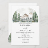Invitation Montagnes Rustic Forest Mariage (Devant / Derrière)
