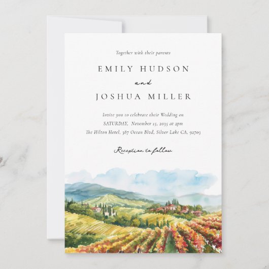 Invitation Montagnes Rustic Winery Mariage paysage (Devant)