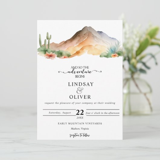 Invitation Montagnes Rustiques | Mariage du désert (Debout devant)