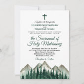 Invitation Montagnes Rustiques & Pine Mariage catholique mode (Devant)