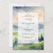 Invitation Montagnes Sunrise Dream Deckle Mariage (Devant)