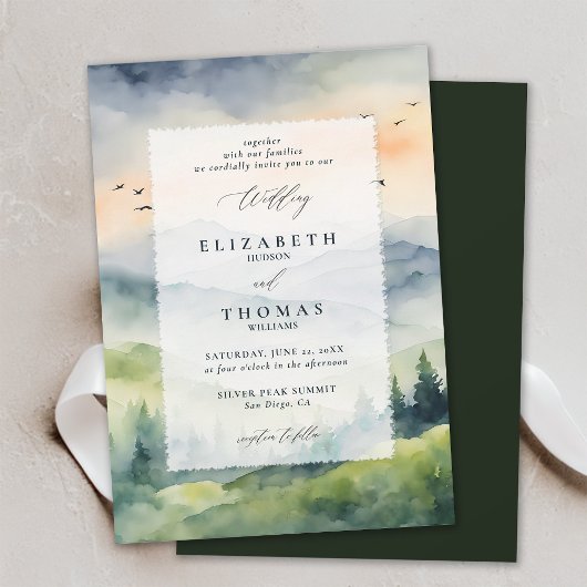 Invitation Montagnes Sunrise Dream Deckle Mariage