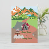 Invitation Montagnes Tente Yeux Gâteau Anneaux Animaux Mariag (Debout devant)