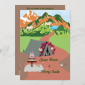 Invitation Montagnes Tente Yeux Gâteau Anneaux Animaux Mariag (Devant / Derrière)