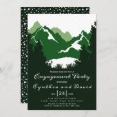 Invitation Montagnes vertes, Conifères mariage fiançailles (Devant / Derrière)