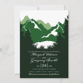 Invitation Montagnes vertes et conifères mariage (Devant)