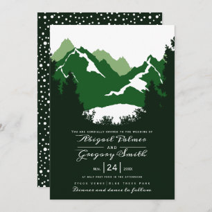 Invitation Montagnes vertes et conifères mariage