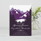 Invitation Montagnes violettes, conifères mariage douche nupt (Debout devant)