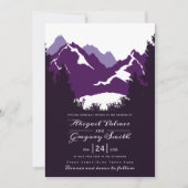 Invitation Montagnes violettes et conifères mariage (Devant)