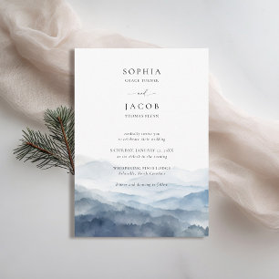Invitation Montagnes Vue Dusty Blue Ridge Mariage romantique