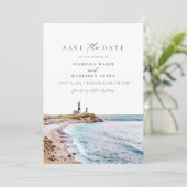 Invitation MONTAUK BEACH New York Skyline Enregistrer la date (Debout devant)