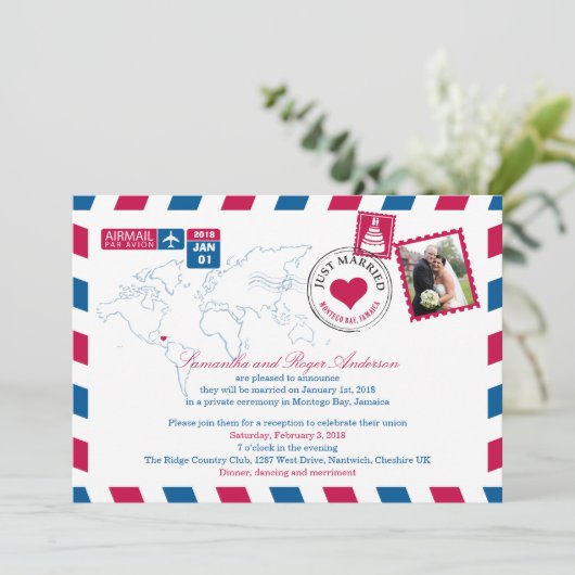 Invitation Montego Bay Jamaïque Par avion Réception de mariag (Debout devant)