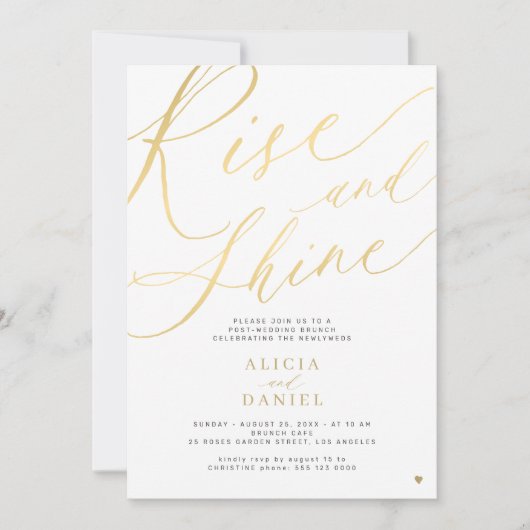 Invitation Monter et briller or script après mariage (Devant)