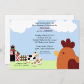 Invitation Monter "n" Shine Barnyard Baby shower de poulet de (Devant / Derrière)