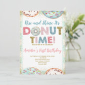 Invitation Montez et brille c'est Donut Time First Birthday (Debout devant)
