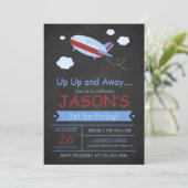 Invitation Montez et parcourez l'avion Chalkboard fête d'anni (Debout devant)