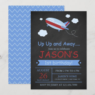 Invitation Montez et parcourez l'avion Chalkboard fête d'anni