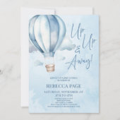 Invitation Montez et partez ! Baby shower Blue Hot Air Balloo (Devant)