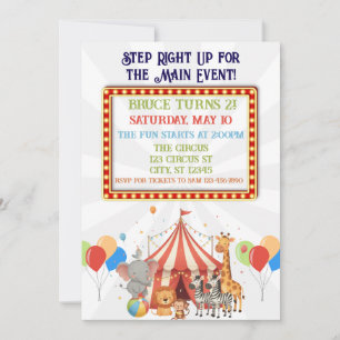 Invitation Montez ! Fête d'anniversaire du cirque