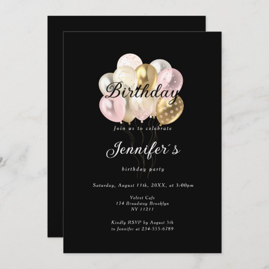 Invitation Montgolfière moderne (Devant / Derrière)