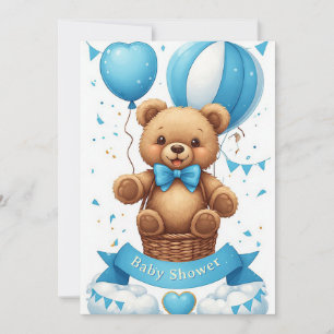 Invitation Montgolfière Ourson Fête de Naissance 🧸
