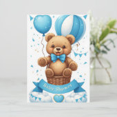 Invitation Montgolfière Ourson Fête de Naissance 🧸 (Debout devant)
