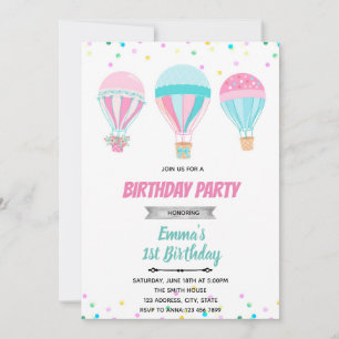 Invitation montgolfière pastel