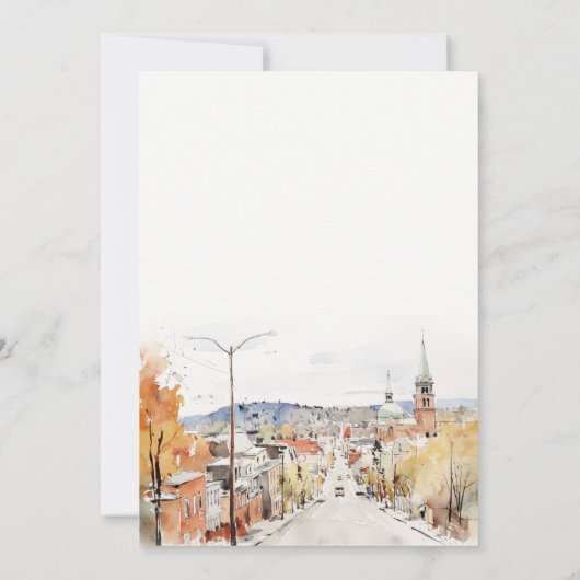 Invitation Montpelier City Scape Vermont Watercolor Mariage (Dos)