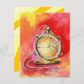 Invitation Montre de poche d'or de ~ d'invitations de partie (Devant / Derrière)