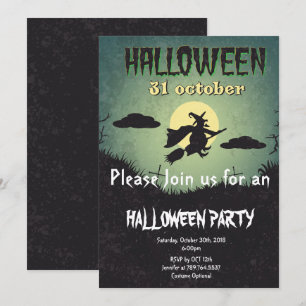 Invitation Montre et lune Fête d'Halloween