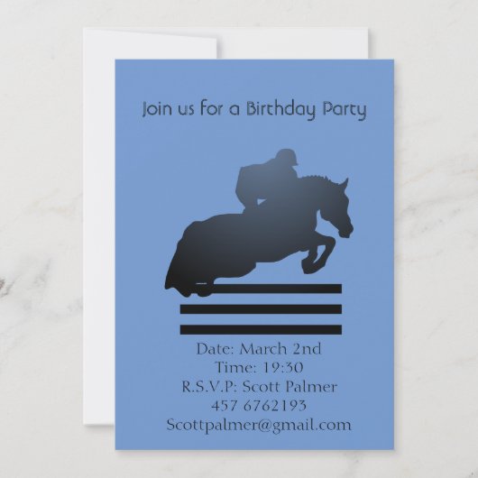 Invitation Montrez le cavalier qui franchit un obstacle. (Devant)