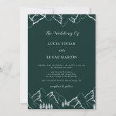 Invitation Monts Pine Tree Emerald Green QR Code Mariage (Devant)