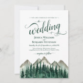 Invitation Monts & Pins Calligraphie & QR Code Mariage (Devant)
