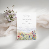 Invitation Monts Scène Rustique Meadow Fleur sauvage Mariage
