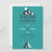 Invitation Monts & Tipi | Camping moderne fête d'anniversaire (Devant)