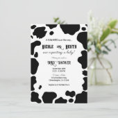 Invitation Moo Cow Spots Imprimer Baby shower noir et blanc (Debout devant)