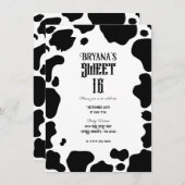 Invitation Moo Cow Spots Imprimer Noir & Blanc Rustique Sweet (Devant / Derrière)