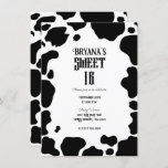 Invitation Moo Cow Spots Imprimer Noir & Blanc Rustique Sweet<br><div class="desc">Invitation de fête d'anniversaire de vache.</div>