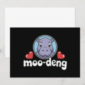 Invitation Moo Deng Bouncy Pig in Thai Photo Baby Hippo (Devant / Derrière)