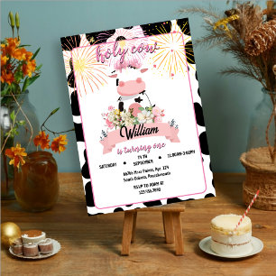 Invitation Moo mignon rose floral Saint-Vache 1er anniversair