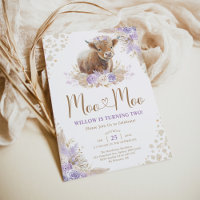 Moo Moo Boho Purple Highland Cow 2e anniversaire