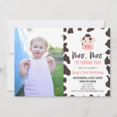Invitation Moo Moo I'm Turning Two ! Vache 2e fête d'annivers (Devant)