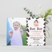 Invitation Moo Moo I'm Turning Two ! Vache 2e fête d'annivers (Debout devant)