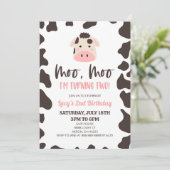 Invitation Moo Moo I'm Turning Two ! Vache 2e fête d'annivers (Debout devant)