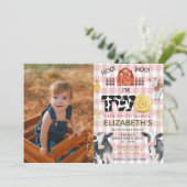 Invitation Moo Moo Im Two Cow 2e Photo Anniversaire (Debout devant)