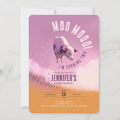 Invitation Moo Moo Je suis deux mignonnes roses fille 2e anni (Devant)