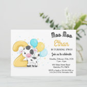 Invitation Moo Moo Je suis deux vaches 2e anniversaire de fêt (Debout devant)