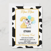 Invitation Moo Moo Je suis Deux Vaches 2e fête d'anniversaire (Devant)