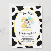 Invitation Moo Moo Je suis Deux Vaches 2e fête d'anniversaire (Devant)