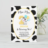 Invitation Moo Moo Je suis Deux Vaches 2e fête d'anniversaire (Debout devant)